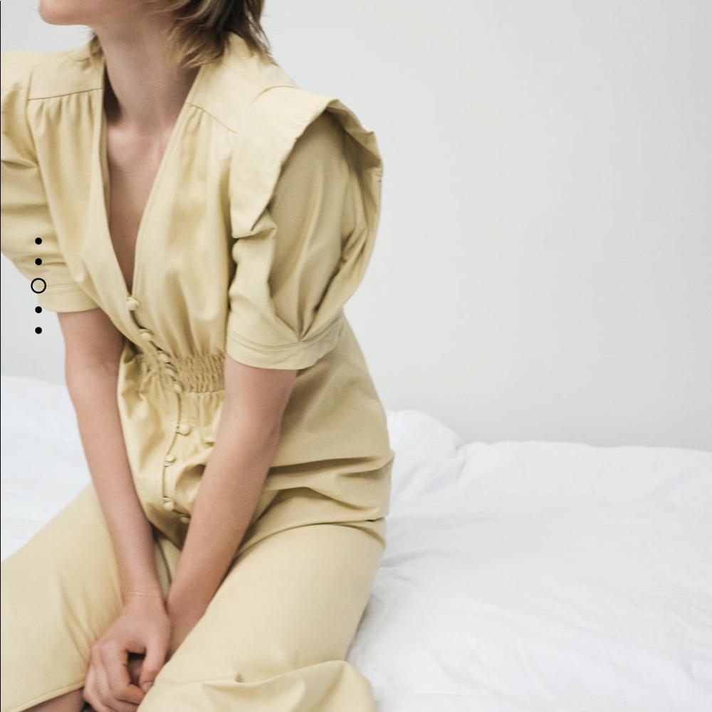 Zara Tan Structured Shoulder Jumpsuit